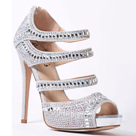 Sweetie's Shoes - Sweetie's Jewel Silver Strappy Heels